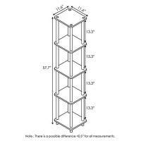 FURINNO TurnNTube 5Tier corner Square Rack Display Shelf Round Light cherryBlack