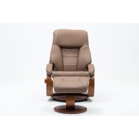 RelaxR Montreal Recliner and Ottoman in Sand Top Grain Leather