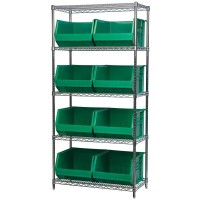 Akromils 30270 Akrobins Plastic Storage Bin Hanging Stacking Containers 18Inch X 16Inch X 11Inch Green 3Pack