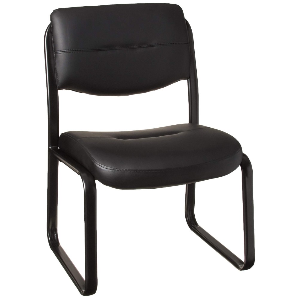 Boss Office Products Leather Sled Base Side Chair In Black