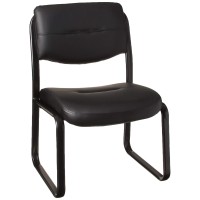 Boss Office Products Leather Sled Base Side Chair In Black