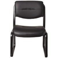 Boss Office Products Leather Sled Base Side Chair In Black