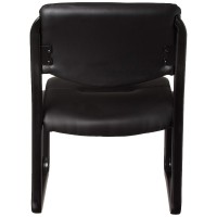 Boss Office Products Leather Sled Base Side Chair In Black