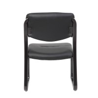 Boss Office Products Leather Sled Base Side Chair In Black