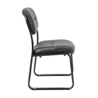 Boss Office Products Leather Sled Base Side Chair In Black