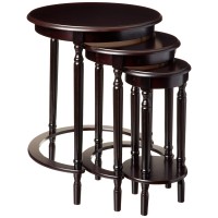 Frenchi Furniture Set of 3 Round Nesting Tables in Cherry Finish