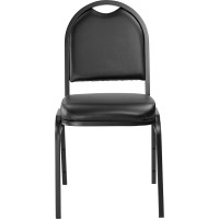 Nps 9200 Series Premium Vinyl Upholstered Stack Chair, Panther Black Seat/ Black Sandtex Frame