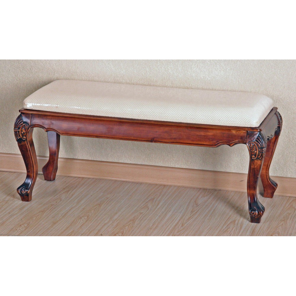 International Caravan Furniture Piece Carved Foot Of Bed Bench, 0