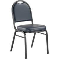 Nps 9200 Series Premium Vinyl Upholstered Stack Chair, Midnight Blue Seat/ Black Sandtex Frame