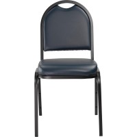 Nps 9200 Series Premium Vinyl Upholstered Stack Chair, Midnight Blue Seat/ Black Sandtex Frame