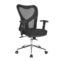 High Back Mesh Office Chair With Chrome Base. Color: Black