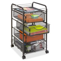 Safco Onyx Rolling File Cart With 4 File Drawers, Fits Letter-Size Hanging Folders, Durable Steel Mesh Construction