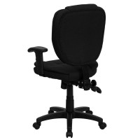 Mid-Back Black Fabric Multifunction Swivel Ergonomic Task Office Chair With Pillow Top Cushioning And Arms