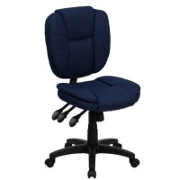 Flash Furniture Mid-Back Navy Blue Fabric Multifunction Swivel Ergonomic Task Office Chair With Pillow Top Cushioning