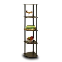 TurnNTube 5 Tier Corner Display Rack Multipurpose Shelving Unit EspressoBlack