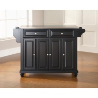 Crosley Furniture Kf30002Dbk Cambridge Kitchen Island With Stainless Steel Top, 52
