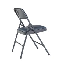 NPS 1200 Series Premium Vinyl Upholstered Double Hinge Folding Chair, Dark Midnight Blue (Pack of 4)