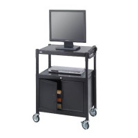 Safco Products 8943Bl Steel Adjustable Av Cart With Locking Cabinet, Black