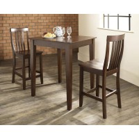 Crosley Furniture 3-Piece Pub Set With Tapered Leg Table And Upholstered Saddle Stools, Black