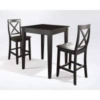 Crosley Furniture 3-Piece Pub Set With Tapered Leg Table And X-Back Stools, Black