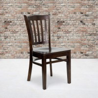 Flash Furniture Hercules Series Vertical Slat Back Walnut Wood Restaurant Chair