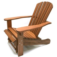 Outdoor Interiors Cd3111 Eucalyptus Adirondack Chair And Built In Ottoman