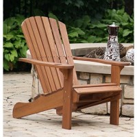 Outdoor Interiors Cd3111 Eucalyptus Adirondack Chair And Built In Ottoman