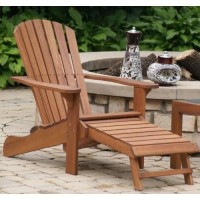 Outdoor Interiors Cd3111 Eucalyptus Adirondack Chair And Built In Ottoman