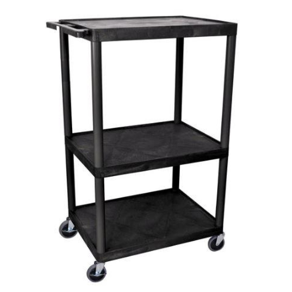 Luxor Black Endura 3 Shelf Av Cart