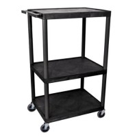 Luxor Black Endura 3 Shelf Av Cart