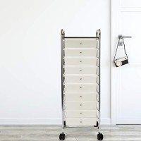 Seville Classics Large 10-Drawer Multipurpose Mobile Rolling Utility Storage Organizer Cart, Frost White