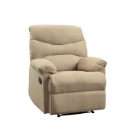 Acme Arcadia Upholstered Motion Recliner In Beige Microfiber