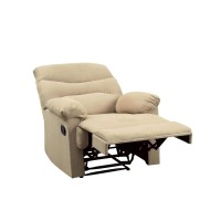 Acme Arcadia Upholstered Motion Recliner In Beige Microfiber