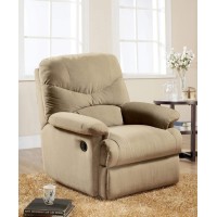 Acme Arcadia Upholstered Motion Recliner In Beige Microfiber