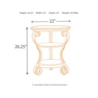 Signature Design by Ashley Nestor Traditional Hand-Finished Chairside End Table with 2 Fixed Shelves, Dark Brown