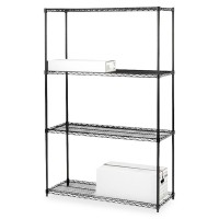 Lorell Black Industrial Wire Shelving 4 Tiers 72 Height X 36 Width X 18 Depth Black Steel 1 Each