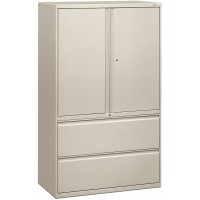 Hon Brigade 800 H895Ls Lateral File 42 X 18 X 67 2 Drawers 3 Shelves Finish Light Gray