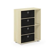 Furinno Multipurpose Storage Cabinet W/4 Bin Drawers, Steam Beech/Black