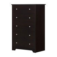 South Shore Vito Collection 5-Drawer Dresser, Chocolate With Matte Nickel Handles