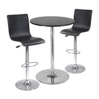 Winsome Spectrum 3 Piece Round Pub Table Set, Black Metal, 28