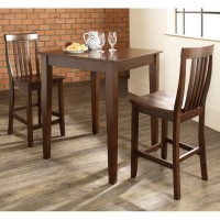 Crosley Furniture 3-Piece Pub Set With Tapered Leg Table And Schoolhouse Stools, Black