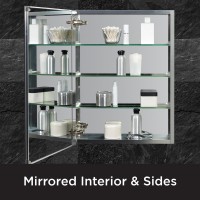 Zenna Home Designer Series Medicine Cabinet With 3 Adjustable Glass Shelves 20 X 26 Inches Frameless Bathroom Mirror Cabi