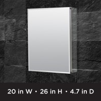 Zenna Home Designer Series Medicine Cabinet With 3 Adjustable Glass Shelves 20 X 26 Inches Frameless Bathroom Mirror Cabi