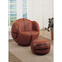 Acme All Star Basketball Swivel Kids chair and Ottoman in Brown