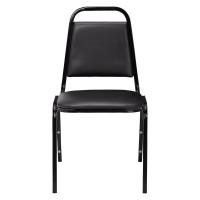 Nps 9100 Series Vinyl Upholstered Stack Chair, Panther Black Seat/Black Sandtex Frame