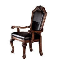 Acme Chateau De Ville Arm Chair (Set-2) - 10039 - Black Pu & Cherry