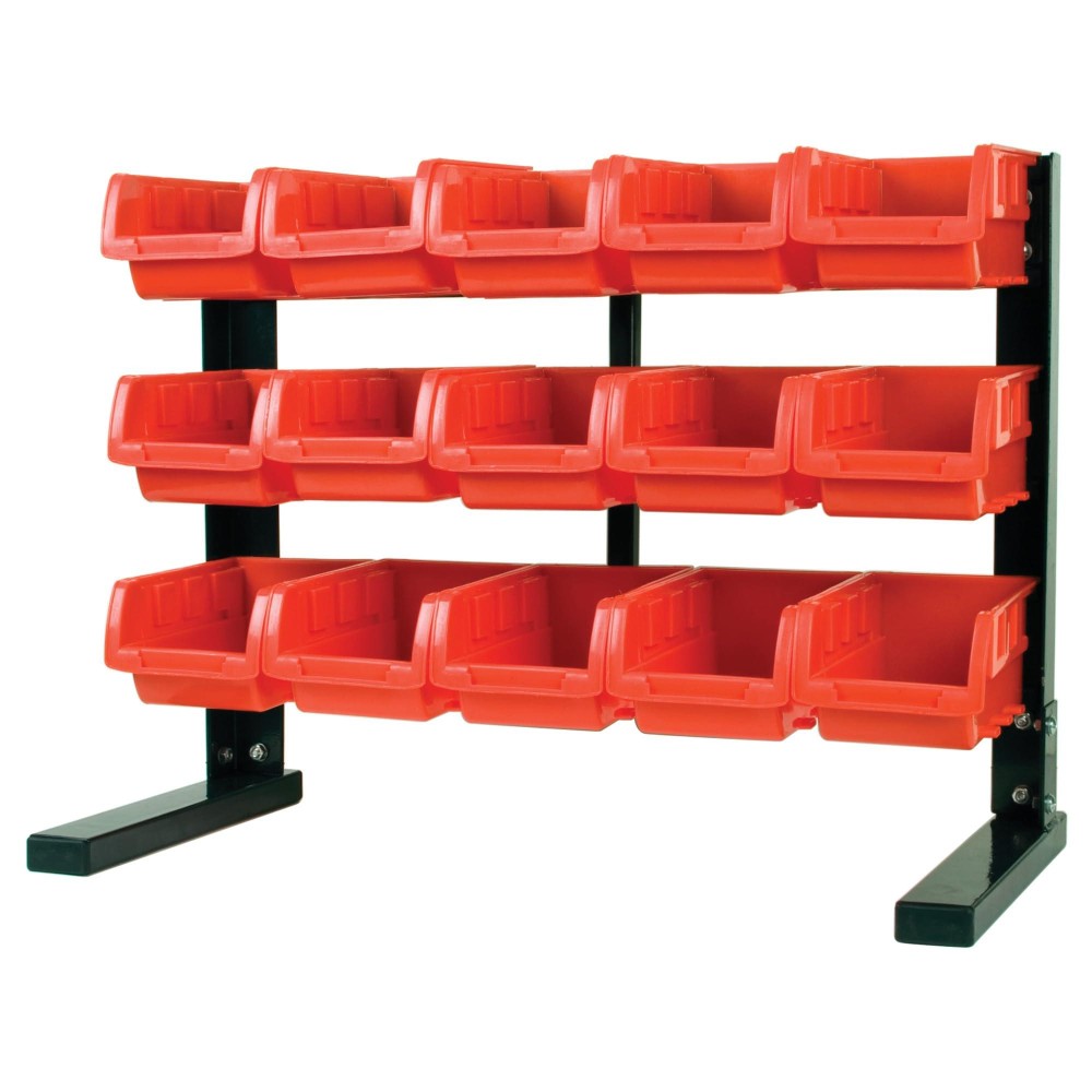 Performance Tool W5186 15Bin 3Tier Table Top Storage Organizer Rack