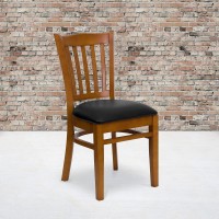 Flash Furniture Hercules Series Vertical Slat Back Natural Wood Restaurant Chair