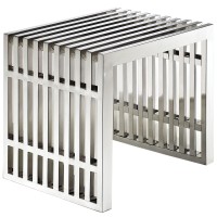 Modway Gridiron Contemporary Modern Small Stainless Steel Bench, 195