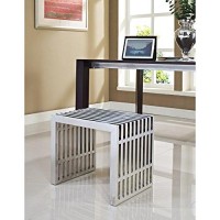 Modway Gridiron Contemporary Modern Small Stainless Steel Bench, 195